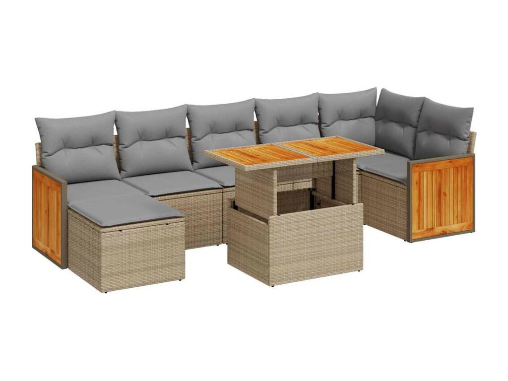 Set da giardino con cuscini 8 pezzi in resina intrecciata beige Mobenze ATOB69324