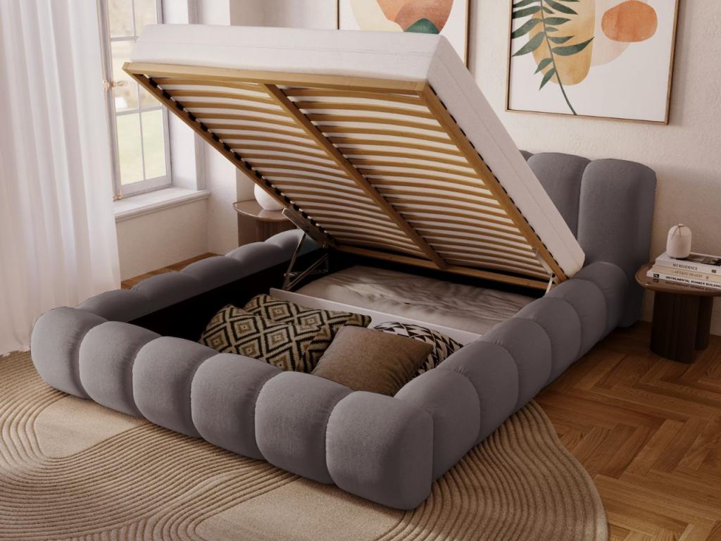 Lampada rembourré con rangement - 180x200 - lampada doppia - Mobenze - grigio - Mobenze WXFY38994
