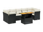 Set da giardino 8 pezzi con cuscini in resina intrecciata nera MJID21904