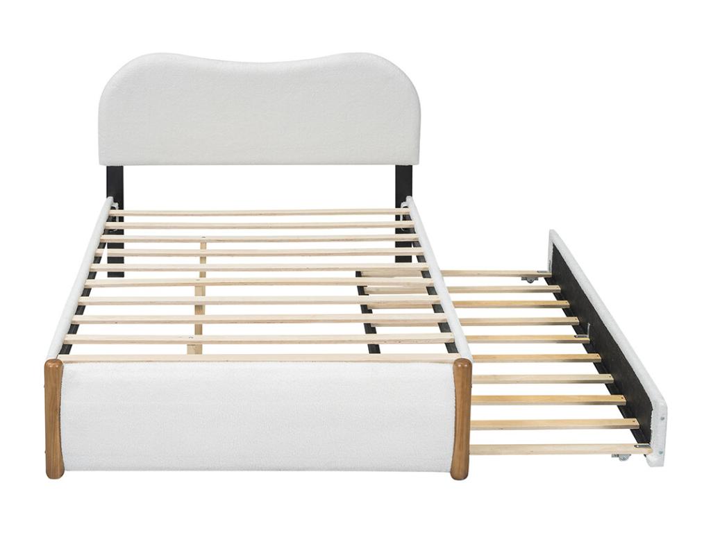 Letto in tessuto bianco, 140 x 200 cm