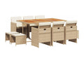 Set da pranzo da giardino et coussins 11 pezzi beige poly rotin XGTV98778