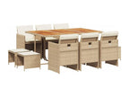 Set da pranzo da giardino et coussins 11 pezzi beige poly rotin XGTV98778