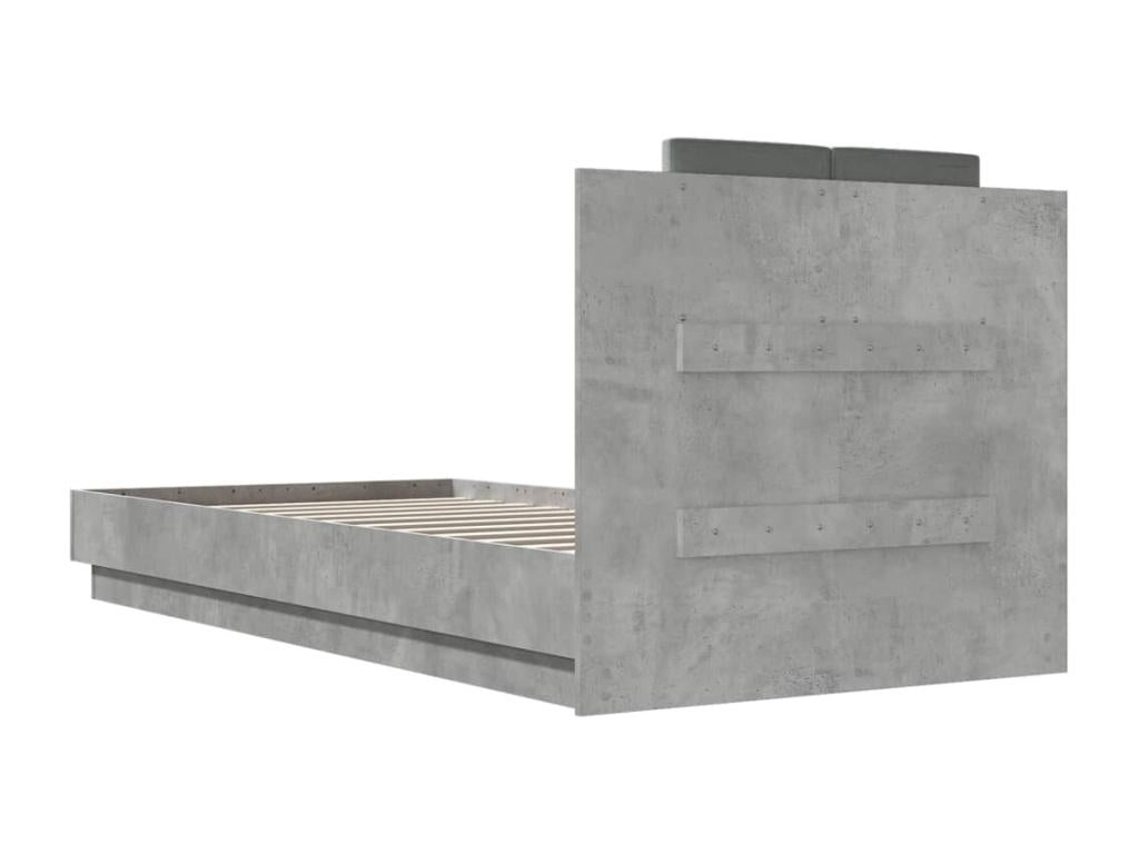 Struttura letto Testiera e Mobenzeères LED grigio cemento 90x200 cm DCWV16283