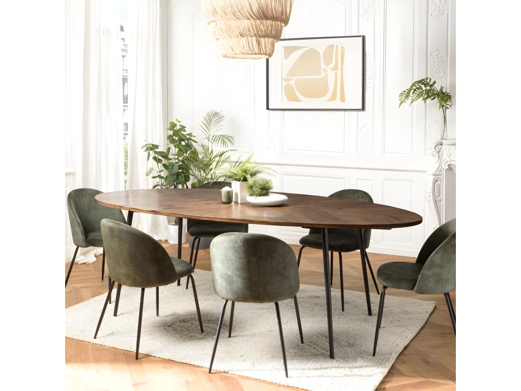 Mobenze - Tavolo da mangiatoia ovale 240x110 cm plateau chevron TIIZ82966