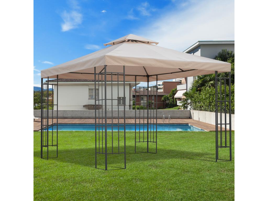 Telo di ricambio per tenda a padiglione 3x3 m poliestere alta densità 180 g/m² beige WDMU14631