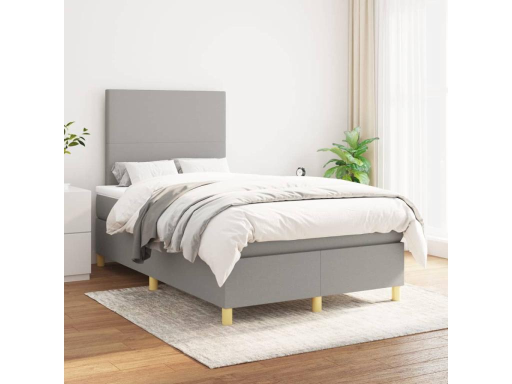 Lit à sommier tapissier con materasso Grigio chiaro 120x200 cm Tissu OQQB30797