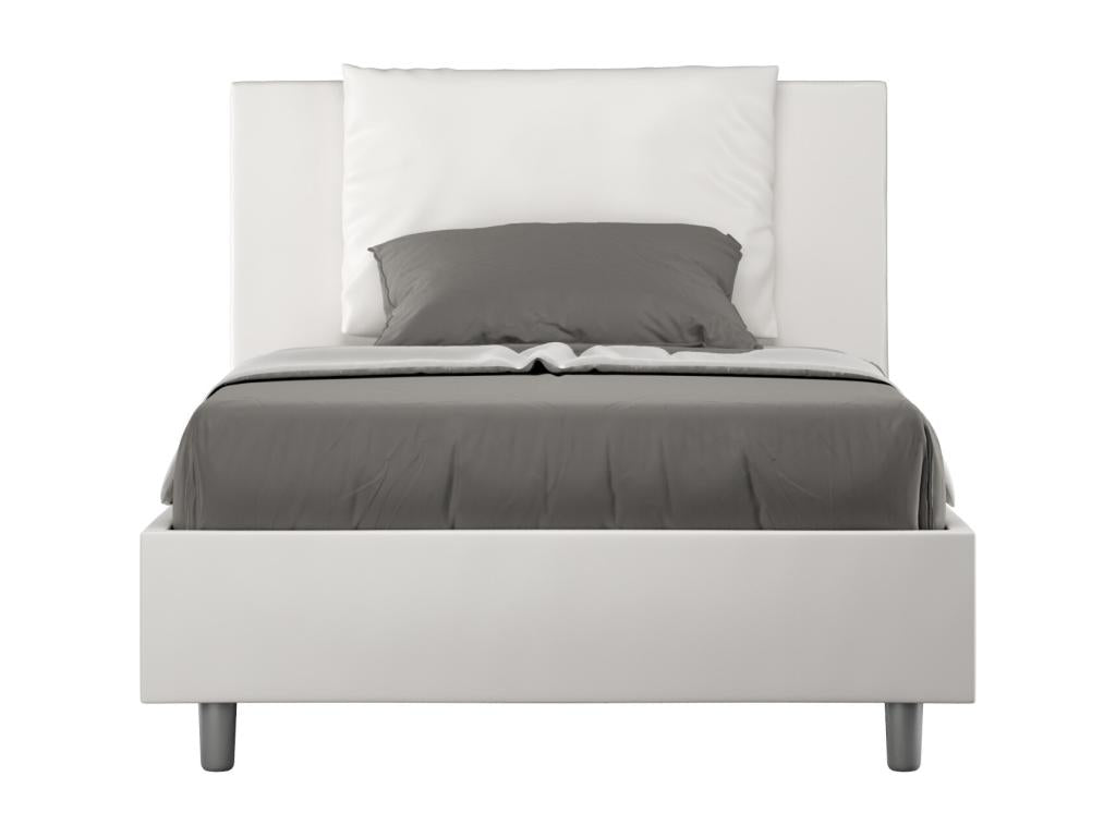 Letto in similpelle bianca, 120 x 210 cm