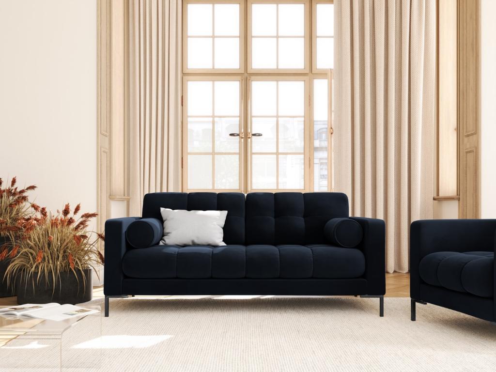 Luxameub - Divano Luxameub a 2 posti in velluto blu foncé - 152x92x75 cm YOJI56951
