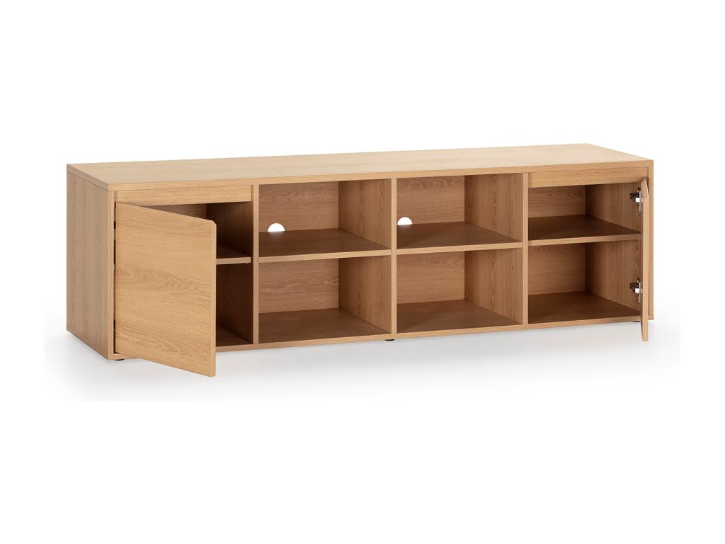 Mobile TV Mobenze 2 Portes 4 Trous Couleur Chêne 160 cm HVFJ11356