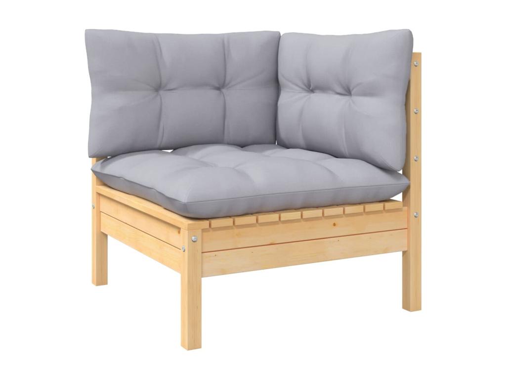 Set da giardino 3 pezzi con cuscini grigio Mobenze de pin QNUA58324