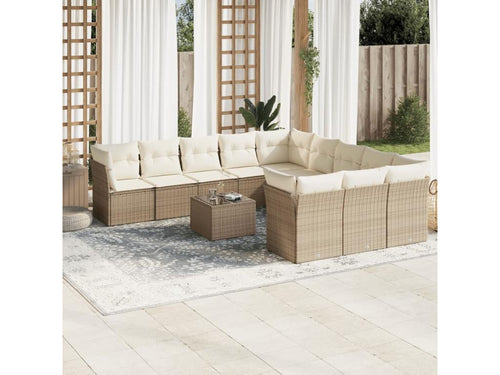 Set di mobili da esterno in vimini intrecciato in resina beige - dlz1766571481953