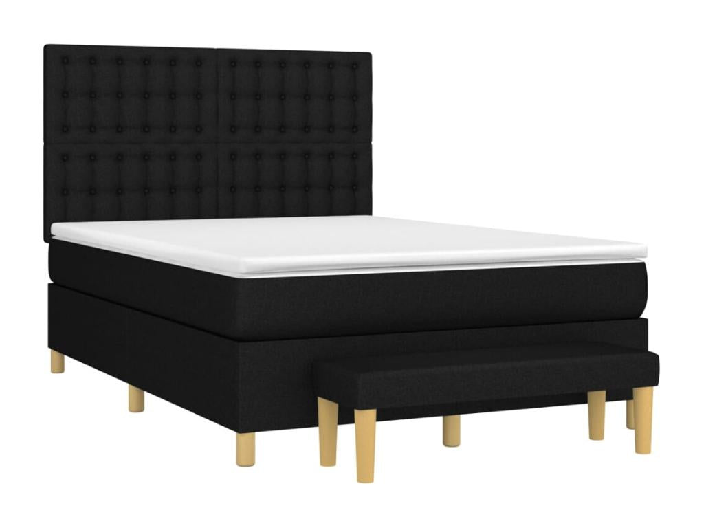 Sommier à Mobenze de lit con Materasso Nero 140x190 cm Tissu BQMZ31382