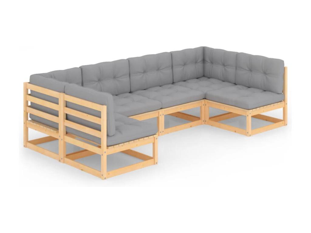 Set salotto da giardino 6 pezzi con coussins Bois de pin massif QNNX43362