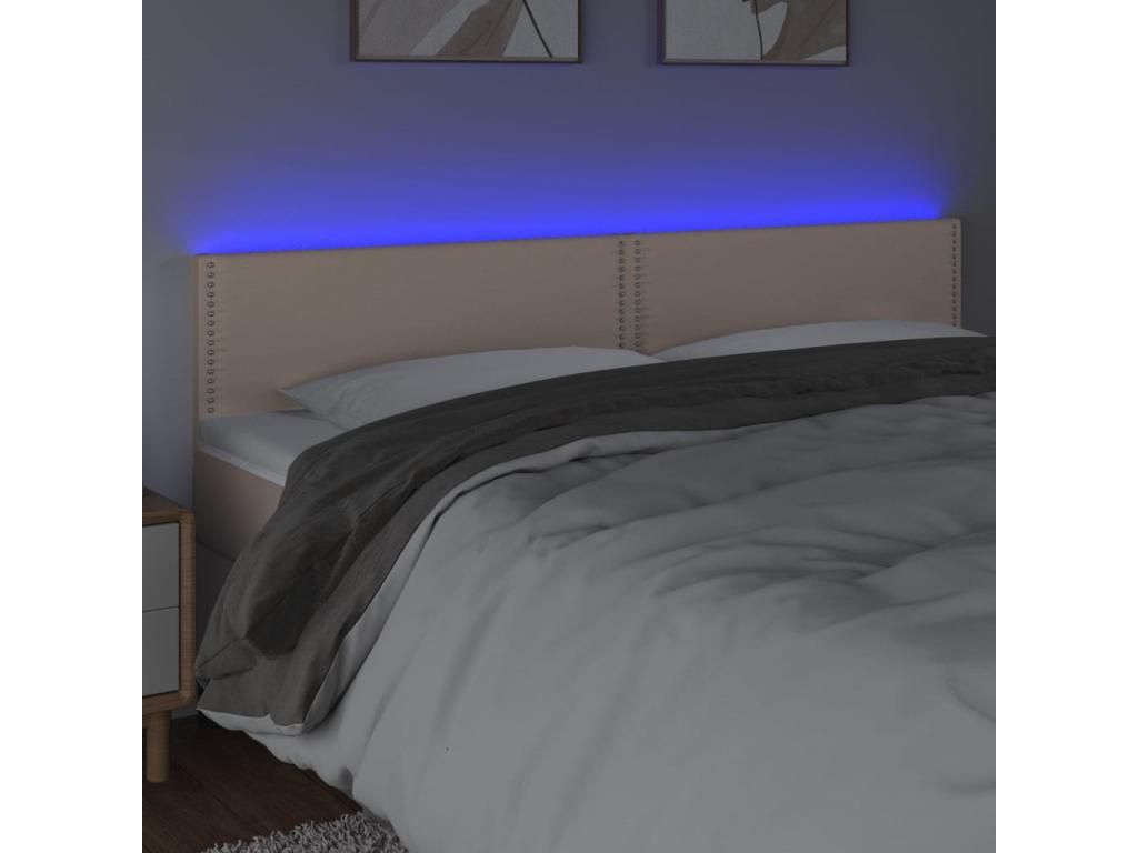 Testiera letto LED Cappuccino 160x5x78/88 cm Similicuir DJPW65768