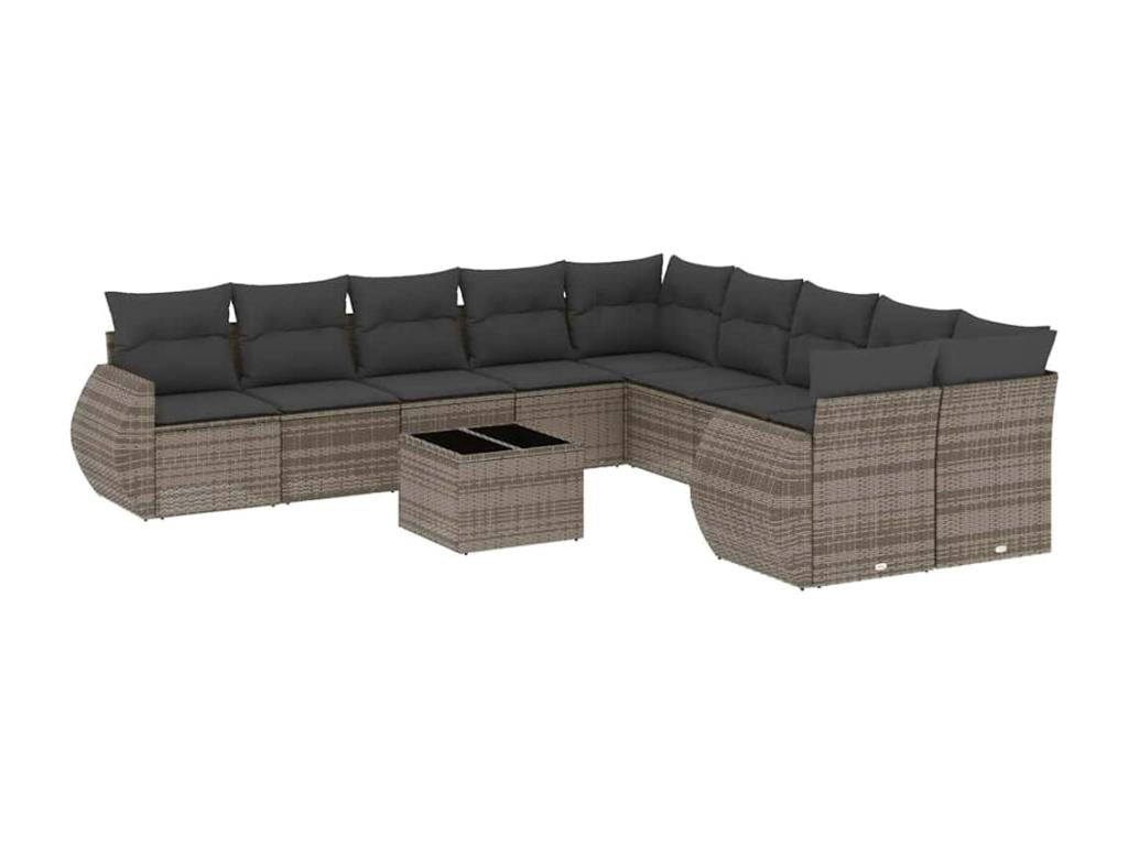 Set di mobili da esterno in vimini intrecciato in resina grigia - dlz1766571379048