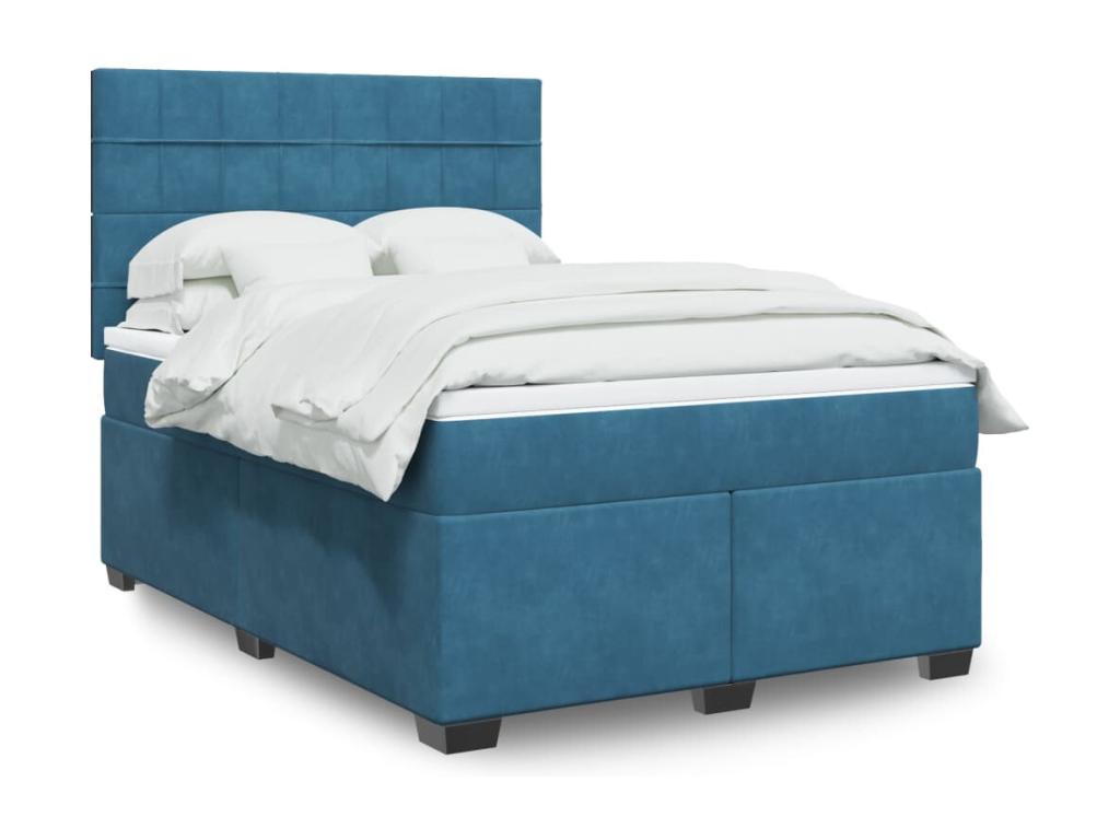 Sommier à Luxameub de lit et Materasso blu 160x200 cm velluto KJLL72807