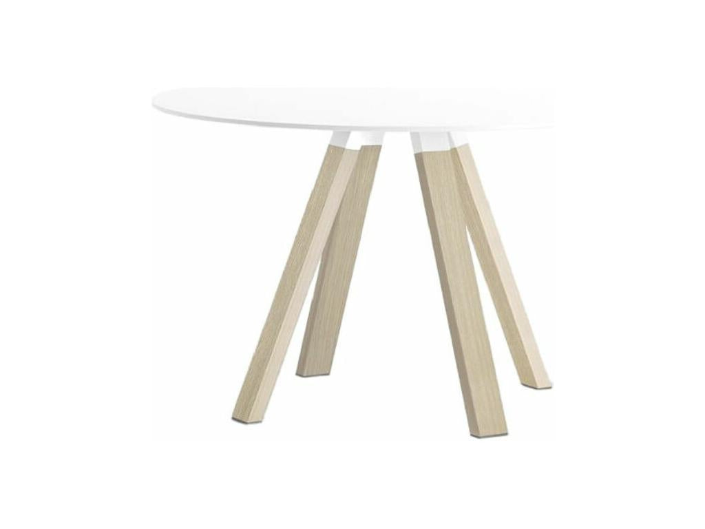 Tavolo rotondo design in Mobenze e gambe in massiccio massiccio naturale Mobenze-Colore Nero-Diametro 129 cm AKDG01324