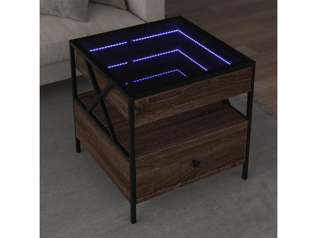 Tavolo basso con LED Mobenze chêne marrone 50x50x51 cm ERFB50386