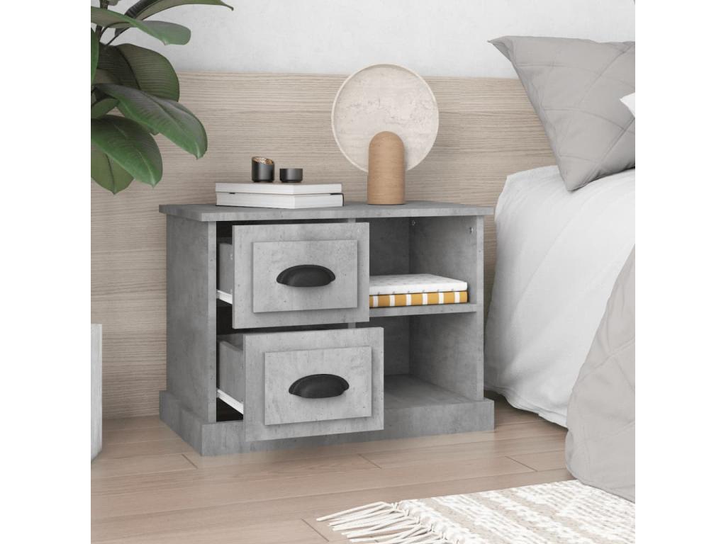 Comodino grigio cemento 60x35,5x45 QJZD36076
