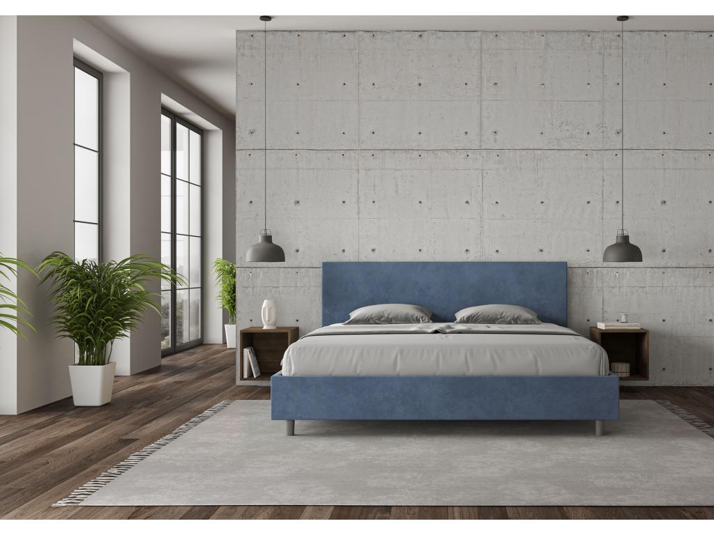 Illuminato con sommier rembourré 180x200 microfibra blu Mobenze ZAHG26445
