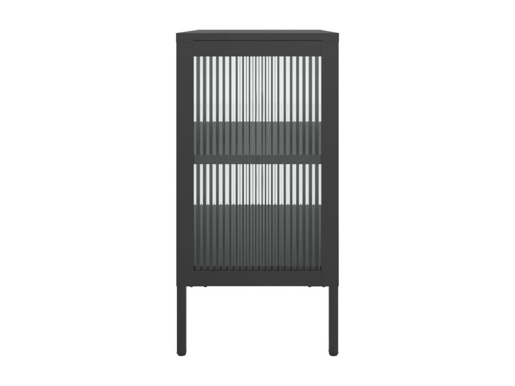 Credenza nera 70x35x70 cm verre et acier IGVE08181