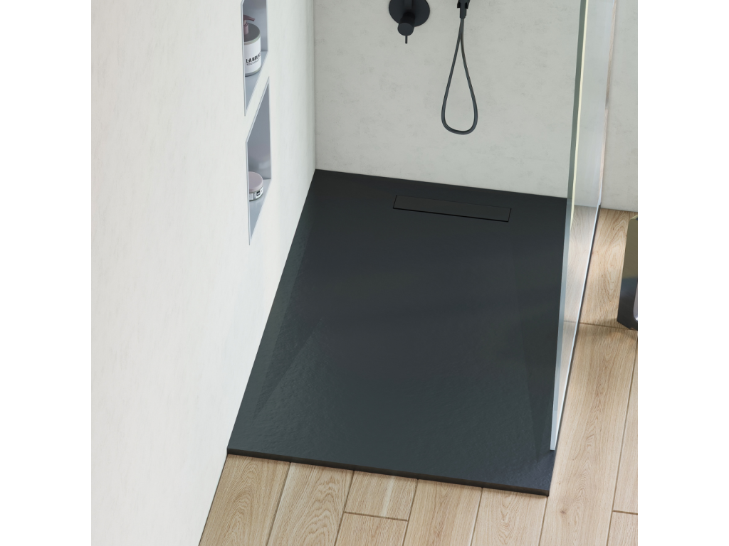 Contenitore per doccia extraplat Mobenze - Texture Mobenze en Mobenze Poliestere Grafite - L140xl80xh2.8cm - Mobenze YBXI60968