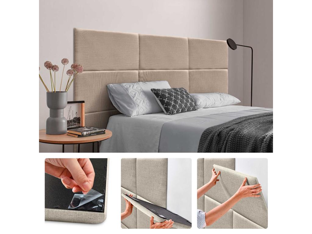 Mobenze Ensemble de 8 Panneaux muraux en lin autocollants assorbimento protezione acustica contre les chocs et Têtes de Lit Terre 60x50cm x8 CCNR45891