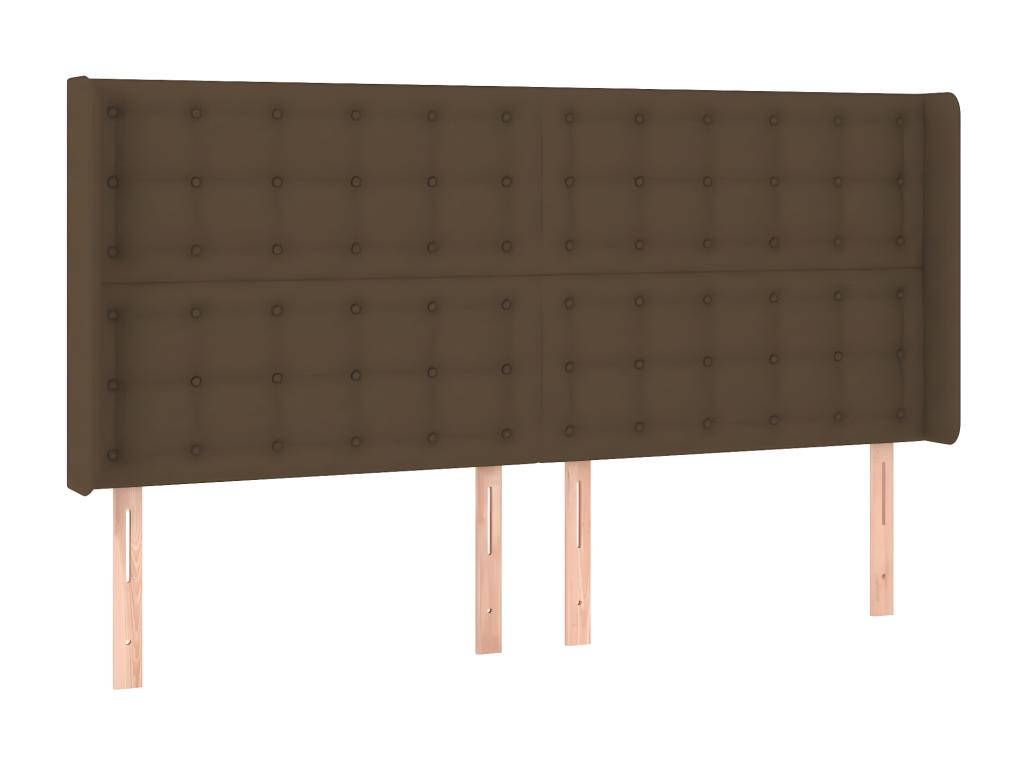 Testiera letto LED Marrone foncé 183x16x118/128 cm Tessuto DJPV88425