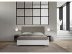 Letto contenitore 160x200 struttura frêne bianco Testiera similicuir cappuccino Burmy YXJL98881