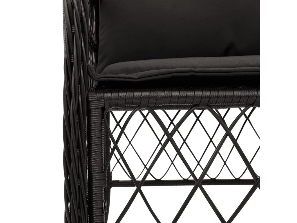 Set da pranzo da giardino 9 pezzi cuscini in resina intrecciata nera CVXS70572