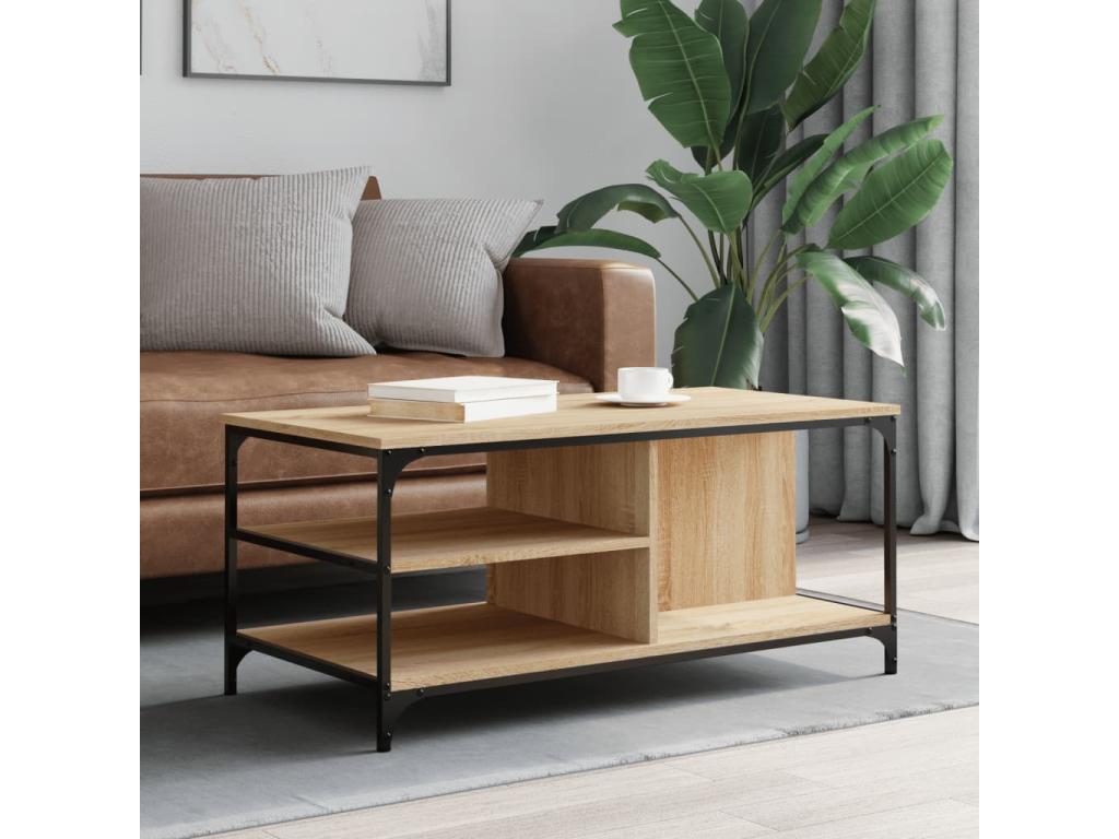 Tavolino da caffè in legno di quercia marrone, 100 x 50 x 45 cm