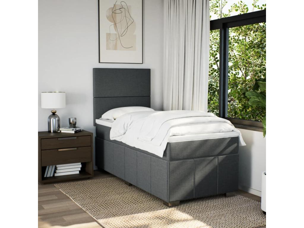 Sommier à Mobenze de lit con Materasso Grigio foncé 80x200 cm Tissu QLBB19928