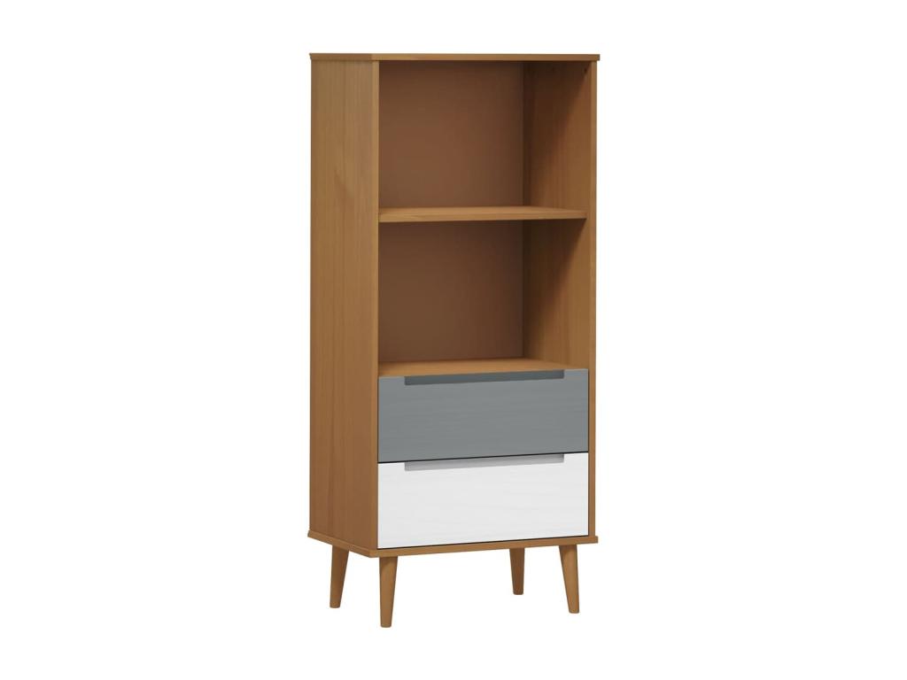 Libreria in legno di pino marrone, 60 x 35 x 133,5 cm