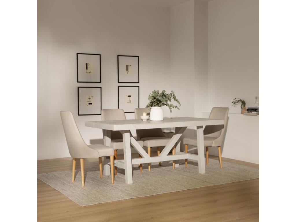 Tavolo da mangiatoia in Mobenze massiccio bianco 175x78 FTRU90649