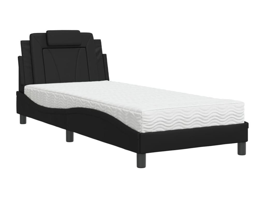 Letto con materasso nero 80x200 similicuir QRWT58149