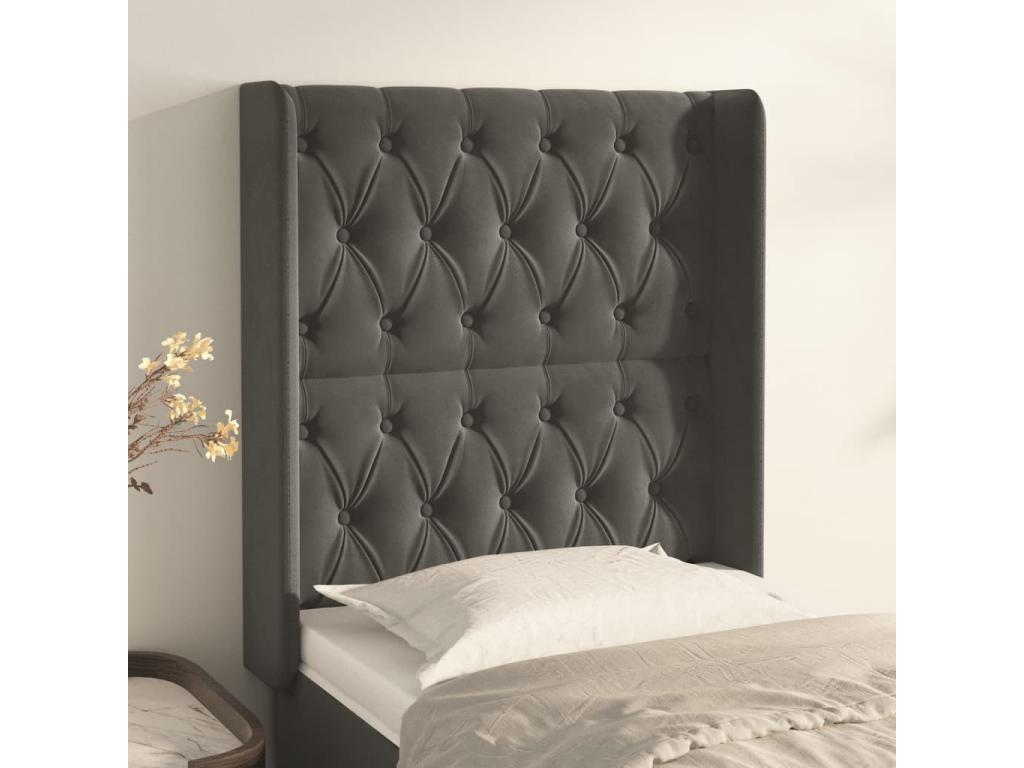 Testiera con oreilles Grigio foncé 83x16x118/128 cm Mobenze EPCU37006