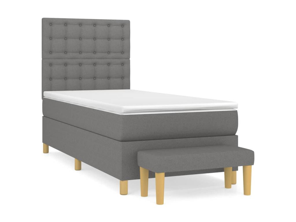 Lit à sommier tapissier et Materasso Grigio foncé 90x190 cm Tessuto AEZJ24239