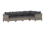 Set da giardino 5 pezzi con cuscini in resina intrecciata grigia LAJZ96475