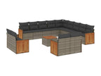 Set da giardino con cuscini 14 pezzi in resina intrecciata grigia VUHT55910
