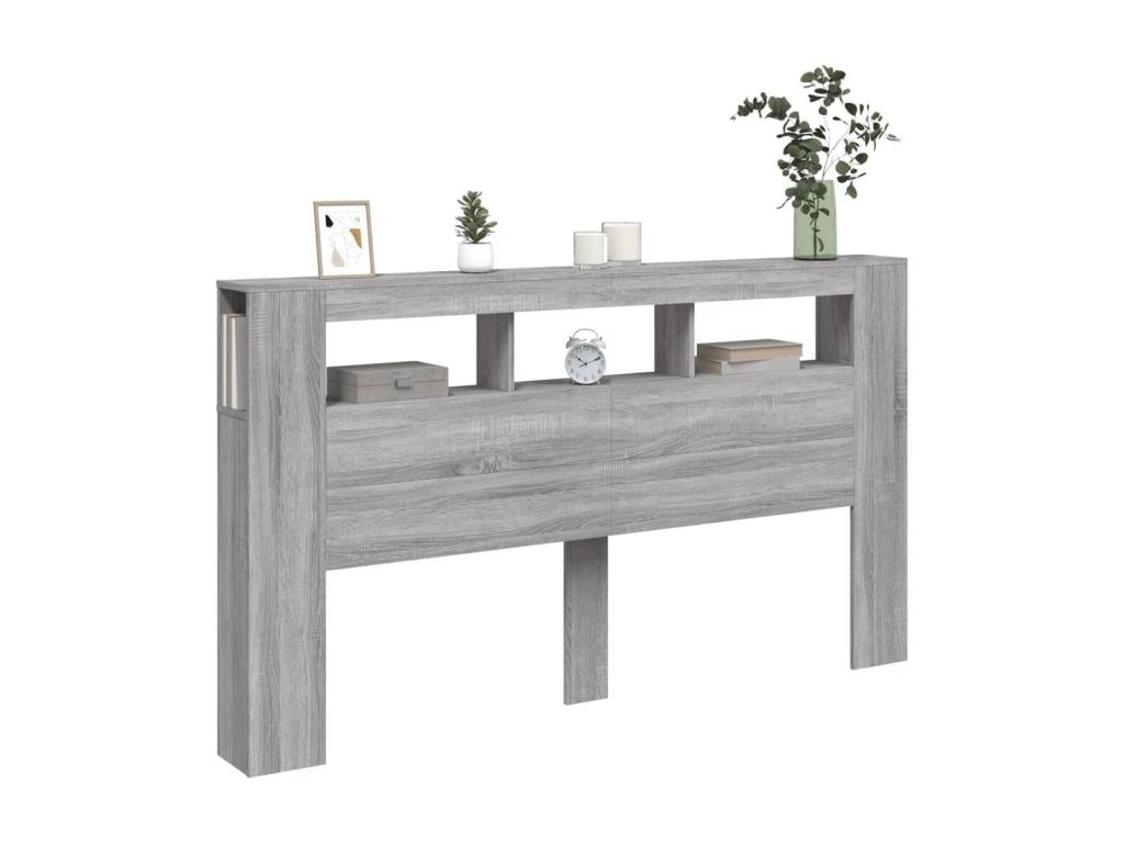 Testiera letto a LED Luxameub grigio 180x18,5x103,5 cm bois ingénierie QIDO03311