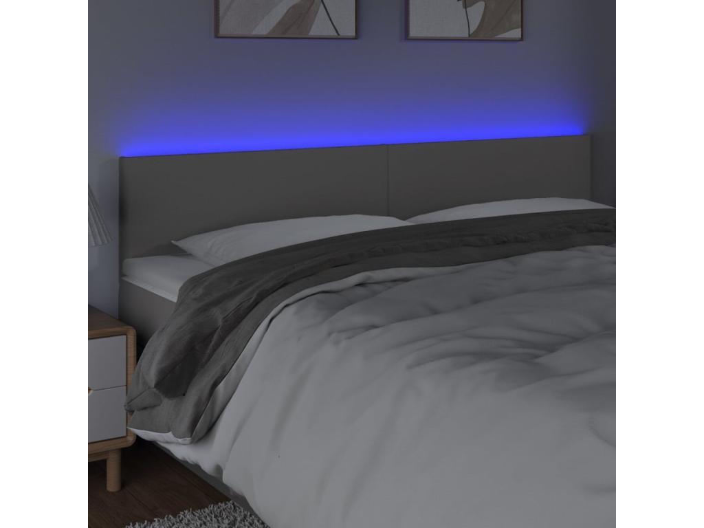 Testiera letto LED Grigio 200x5x78/88 cm Similícuir EKYR31191