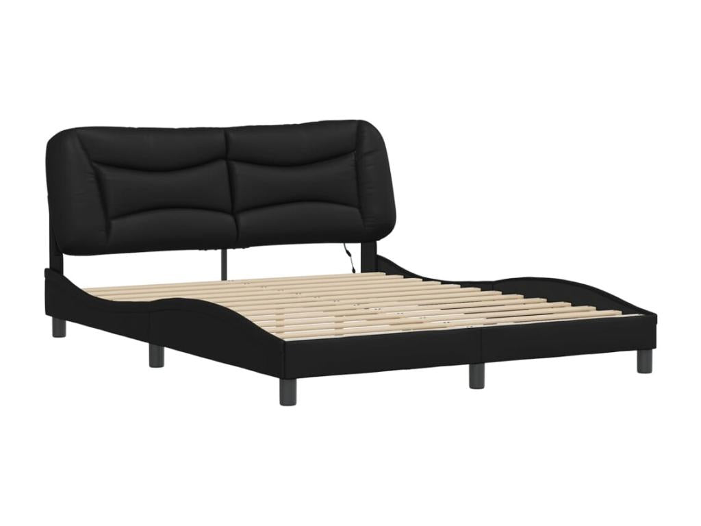 Struttura letto con LED senza materasso nero 160x200 cm UENV12812