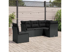 Set da giardino 5 pezzi con cuscini in resina intrecciata nera VKVR73150
