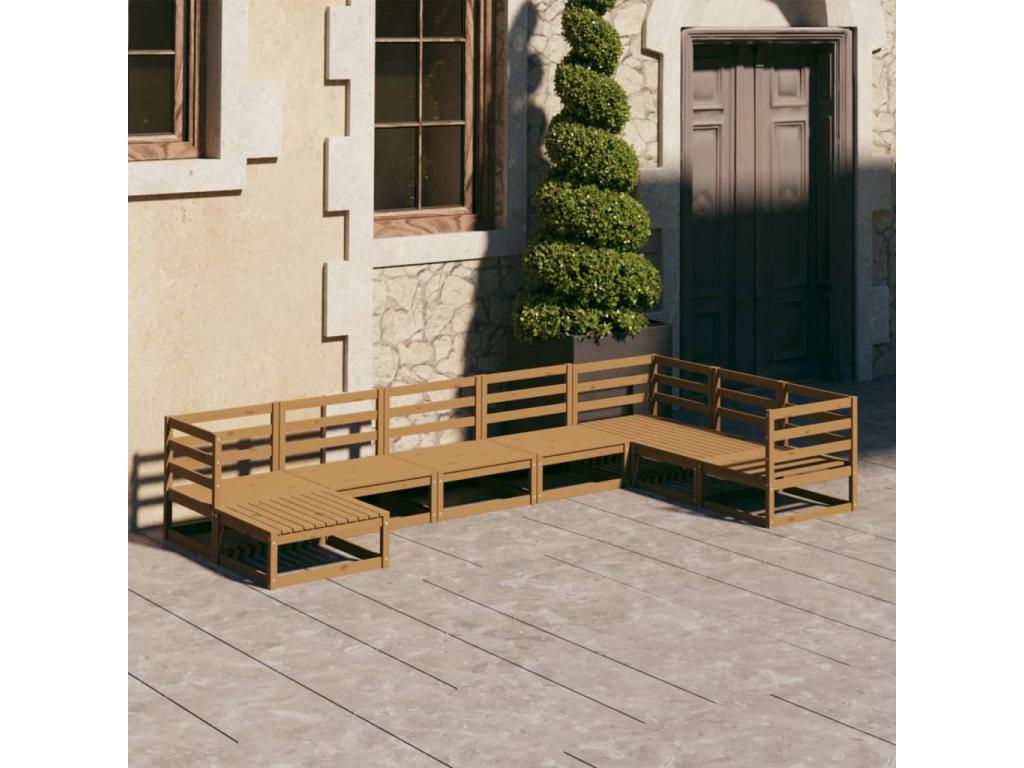 Set da giardino 8 pezzi marron miel Mobenze de pin massif VGCP80756