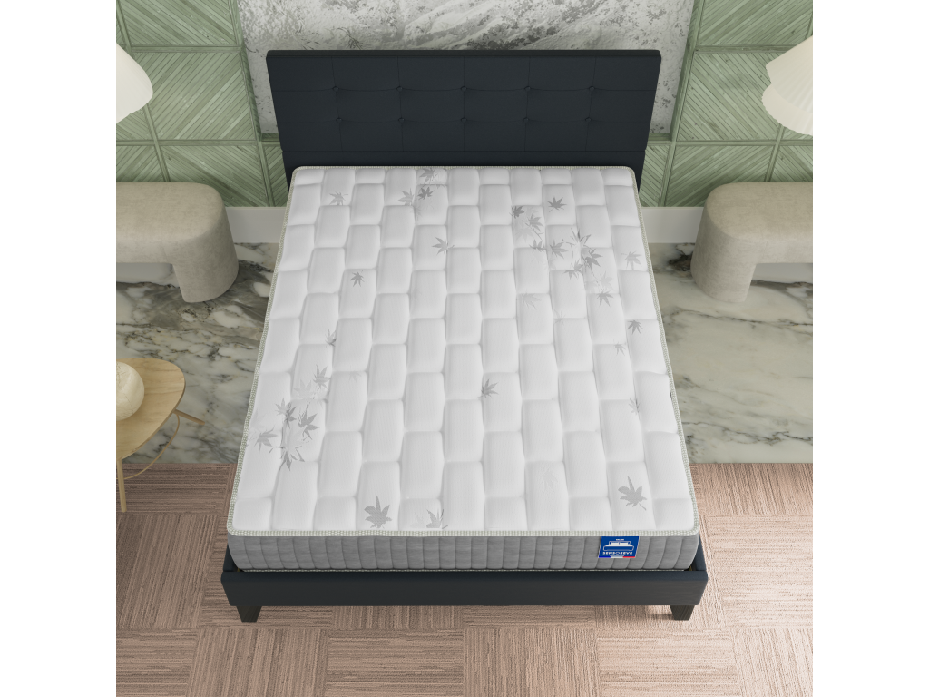Materasso Ensemble illuminato con testiera 160x200 cm ép- 25 cm à mémoire de forme MVVT03308