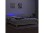 Sommier Tapissier e Materasso e LED Crema 200x200 cm Tessuto JVHT70501
