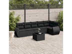 Set da giardino 7 pezzi con cuscini in resina intrecciata nera OPYR95167