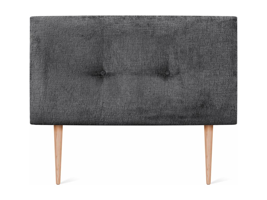 Testiera letto Mobenze Laine Naturelle con bottoni 95x105 cm con gambe de Lit 90 - Grigio Foncé POJO12978
