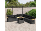 Set da giardino 11 pezzi con cuscini in resina intrecciata nera ZJJY48569