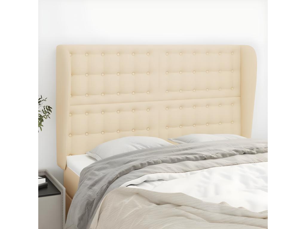 Testiera con oreilles Crema 147x23x118/128 cm Tissu WVRT47219
